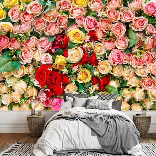 Vista 14 de wall26 Adhesivo mural removible para pared, diseño escénico de flores silvestres rosa, campo de jardín, naturaleza, fotografía, realismo