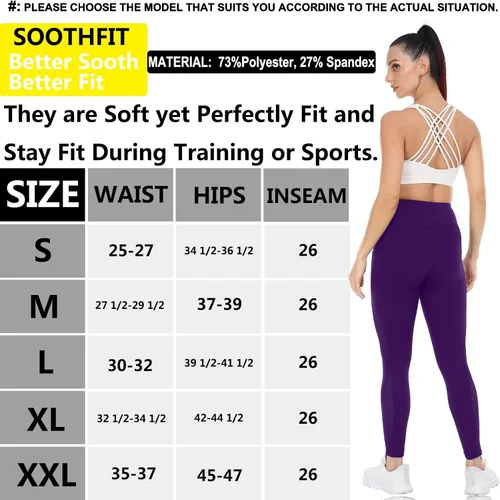 Vista 4 de SOOTHFIT Yoga Pants for Women with Pockets High Waist Yoga Fitness Buttery Soft Workout Running Sports Gym Leggings with Mesh