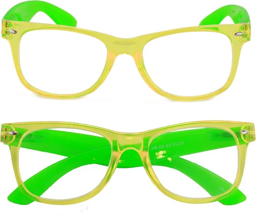Vista 4 de 2 pares de anteojos de lectura transparentes de color neón de lujo, cómodos y elegantes para lectores simples