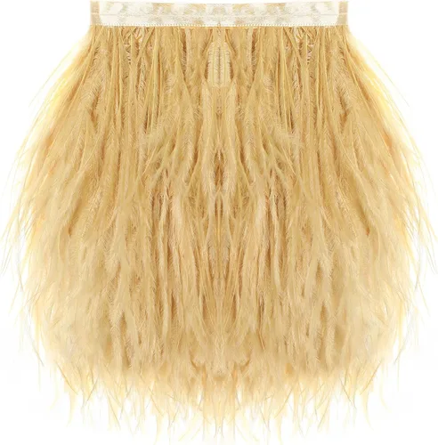 Vista 37 de SOGUGOM Adorno de Plumas de Avestruz Negro - 1.5 Capas 2 Yardas Plumas de 4 Pulgadas Adorno de Cintas con Flecos para Costura, Vestidos, Proyectos