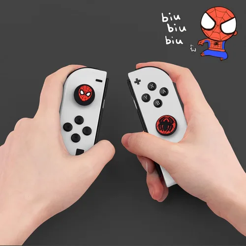 Vista 3 de DLseego Tapas de agarre de pulgar de araña para interruptorSwitch LiteSwitch OLED Joy Con Cool Movie Comic Hero Console analógico Joystick cubierta