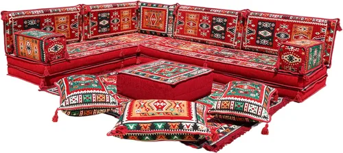 Vista 7 de arabicsofa Cojines de asiento de suelo de esquina con almohadas de respaldo – Juego de sofá modular de suelo estilo boho