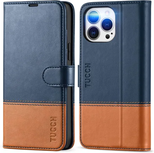 Vista 16 de TUCCH Funda tipo billetera para iPhone 13 Pro Max, con bloqueo RFID, con 4 ranuras para tarjetas, con soporte, a prueba de golpes, con carcasa