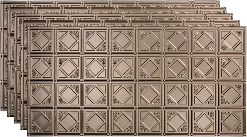Vista 9 de FASÄDE Panel de techo decorativo de vinilo decorativo de estilo tradicional / patrón 4 de 2 x 4 pies en bronce bermudas (paquete de 5)