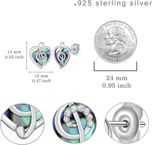 Vista 4 de Music NoteTreble Clef Earrings 925 Sterling Silver Music Gifts Music Earrings for Women Music Note Jewelry Gifts for Girls