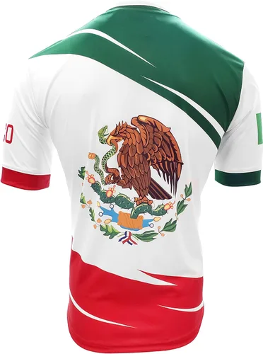 Vista 4 de Arza Mexico Fan Jersey para Niños Color Blanco, Rojo, Verde 100% Poliéster