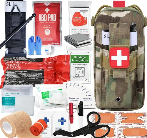 Vista 10 de Kit Médico de Trauma Kit de Control de Sangrado, Kits de Primeros Auxilios de Supervivencia de Emergencia EMT IFAK Kit Médico para Control