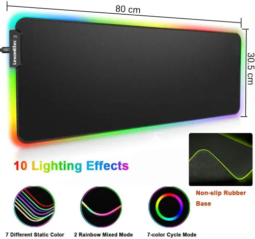 Vista 4 de Combo de teclado y mouse inalámbricos para juegos, 3 en 1, teclado recargable LED arcoíris con panel de metal de batería de 3800 mAh, alfombrilla