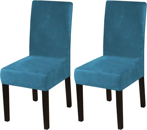 Vista 32 de Turquoize - Juego de 2 fundas elásticas para sillas de comedor, fundas lavables removibles para sillas de comedor, fundas de asiento para sillas