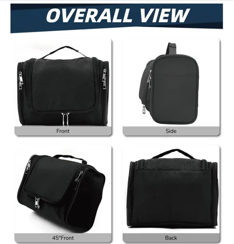 Vista 3 de Buruis - Neceser grande para hombres y mujeres, bolsa de viaje colgante para maquillaje, cosméticos, afeitado, artículos de tocador, kit Dopp