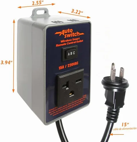 Vista 2 de O'SKOOL Interruptor de toma de corriente inalámbrico con control remoto, transmisor de 433M enchufe de 220V (batería incluida), PTA022