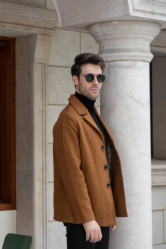 Vista 7 de VICALLED Abrigo de invierno de doble botonadura con cinturón para hombre chaqueta cálida de lana para exteriores