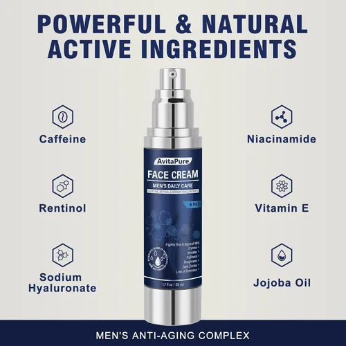 Vista 9 de Crema facial 6 en 1 para hombres – Crema facial antienvejecimiento para hombre con cafeína y retinol para reafirmar, hidratar y refrescar la piel