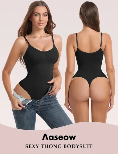 Vista 2 de Aaseow 2 Piece shapewear bodysuit for women tummy control Seamless Thong Full Body shapewear bodysuit