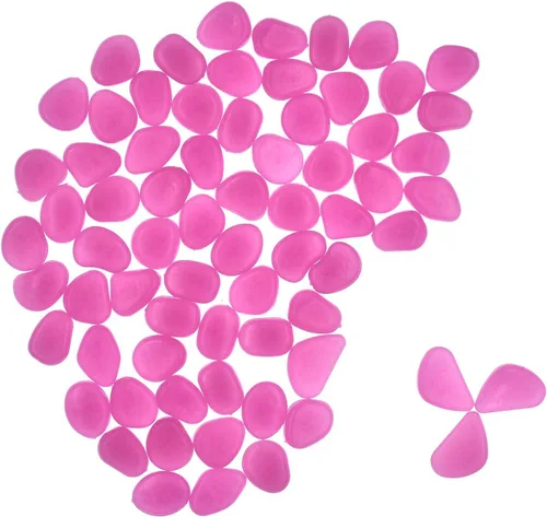 Vista 9 de QTTLLI 100 piedras brillantes que brillan en la oscuridad, piedras decorativas para jardín, camino, pasarela, patio, pecera, color violeta
