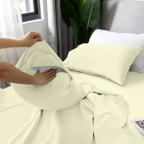 Vista 221 de LUX Décor - Juego de sábanas Twin de microfibra ultrasuave de 3 piezas con sábana encimera, sábana bajera de 16 pulgadas de profundidad y funda
