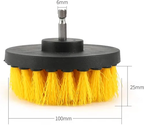 Vista 4 de Juego de 3 cepillos de limpieza para taladro, cepillo de limpieza multiusos, para lechada, piso, bañera, ducha, azulejos, baño y superficie de cocina