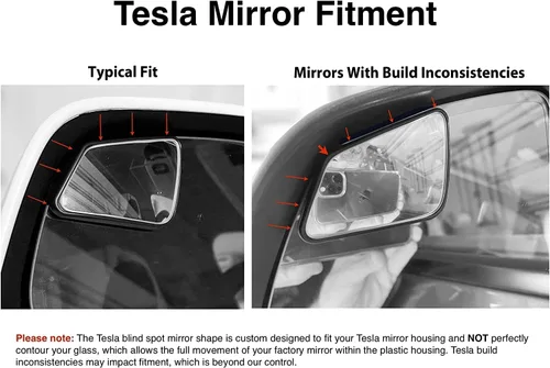 Vista 7 de Espejos de Punto Ciego - Compatible con Tesla Model 3 - Vista Extendida - Contorno Personalizado - Convexo - Negro - Juego de 2 Piezas
