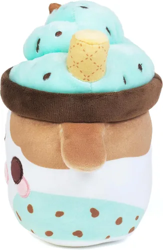 Vista 6 de Cuddle Barn PlushGoals Mooshake con chispas de chocolate menta Juguete de peluche súper suave con aroma kawaii, 7 pulgadas