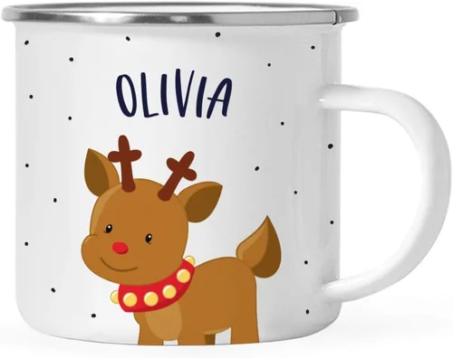 Vista 11 de Andaz Press Taza de café de acero inoxidable con nombre personalizado de 11 onzas para niños, diseño de búho azul festivo, 1 paquete, taza