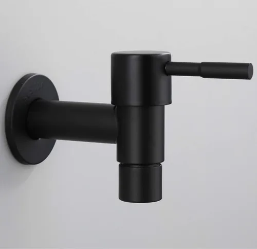 Vista 3 de Grifo de fregadero de baño de acero inoxidable para montaje en pared, grifos de agua fría, apertura y cierre rápido, fregona estanque de jardín al