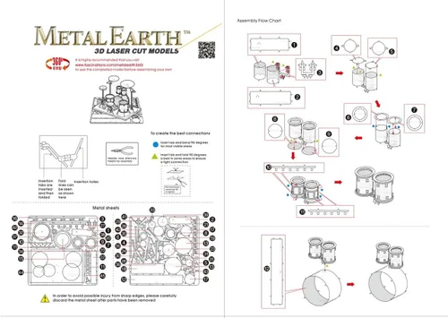 Vista 8 de Fascinations, Kit de batería de metal a escala Metal Earth 3D