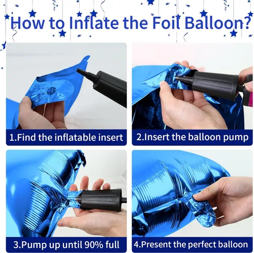 Vista 8 de Globos azules del número 18 de 40 pulgadas, globos de cumpleaños de 18 años, globos de látex azul claro y azul oscuro con impresión plateada