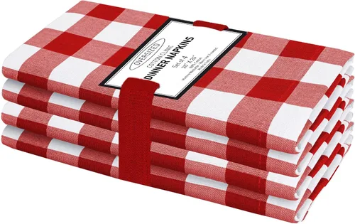 Vista 25 de Cotton Clinic Servilletas de tela 100% algodón, grandes, 20 x 20 pulgadas, juego de 4 servilletas de mesa a cuadros a cuadros – Servilletas de mesa