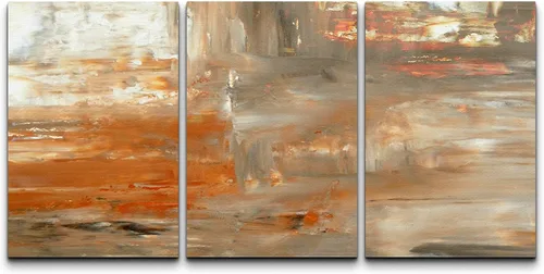Vista 107 de wall26 Lienzo enmarcado para pared, juego de arte con trazos de pintura roja y naranja vibrante, paisaje, formas abstractas, ilustraciones, arte