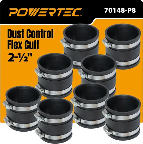 Vista 10 de POWERTEC 70148 Manguito flexible de control de polvo con abrazaderas de acero, 2-1/2 pulgadas