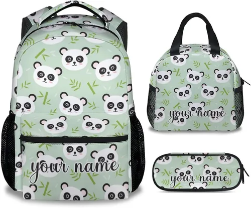 Vista 16 de Mochila Panda para niñas y niños, mochilas negras de 16 pulgadas para la escuela, bonita bolsa ligera y duradera para niños