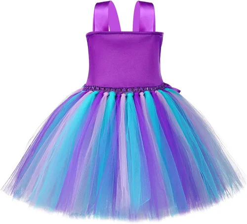 Vista 4 de JerrisApparel Disfraz de sirena para niñas con diadema