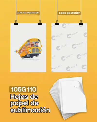 Vista 2 de Hiipoo Papel de sublimación de 8.5 x 11 pulgadas, funciona con tinta de sublimación e impresoras de inyección de tinta E Sawgrass para tazas