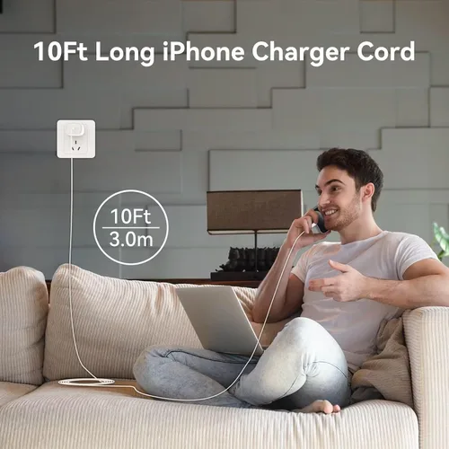 Vista 6 de Cargador para iPhone 16 15 Pro Max de carga rápida, bloque de carga USB C de 20 W para iPhone 16 15 con cable de carga tipo C de 3 metros
