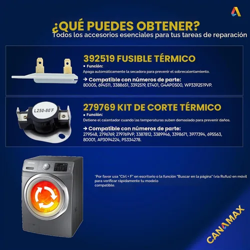 Vista 6 de 279769 Fusible térmico del termóstato 3392519 del termostato 3387134