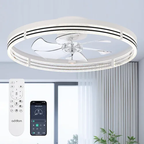 Vista 14 de addlon - Ventiladores de techo de 20 pulgadas con luces y control remoto Blanco - Estrellado