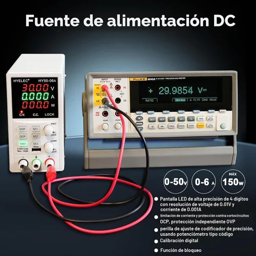 Vista 3 de Fuente de alimentación CC variable, fuente de alimentación de banco regulada de conmutación 0-50V 0-6A máx150W con memoria, pantalla LED de 4