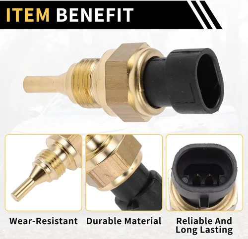 Vista 4 de Sensor de temperatura del refrigerante para Ram 2500 2011-2024 Sensor de unidad de envío de temperatura del agua Número 5011852AB tono dorado