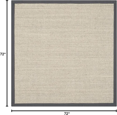 Vista 103 de Alfombra de sisal Safavieh, de color maíz y negro, tejida a mano, de la colección de fibras naturales; 5 x 8 pulgadas, NF441A, Tela, Gris / Gris