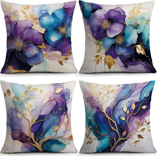Vista 12 de OBSEDE - Fundas para cojín de mármol negro y dorado abstracto, 18 × 18 pulgadas, juego de 4, fundas para cojines de sofá, cama, salón, decoración