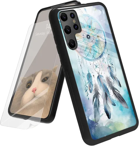 Vista 42 de Funda para Samsung Galaxy A12 5G con protector de pantalla, parte trasera de vidrio templado + TPU de silicona suave que absorbe los golpes