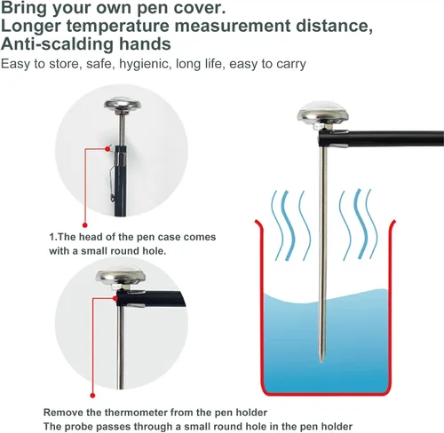Vista 6 de Sonda de termómetro para alimentos, lectura instantánea, sin batería, termómetro para cocinar, inalámbrico, impermeable, 32.0-248.0 °F, termómetro