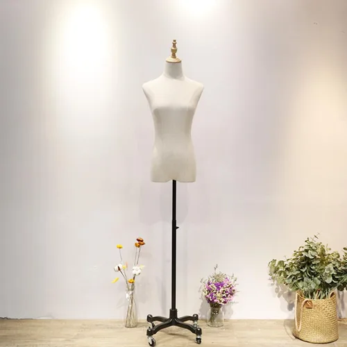 Vista 5 de Torso de maniquí femenino, 51 a 75 pulgadas de altura ajustable, maniquíes con ruedas, cuerpo de maniquí de vestido para exhibición de ropa, joyería