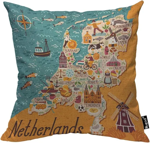 Vista 10 de Mugod Beach Rules - Funda de almohada con texto en inglés "Go for a Walk Relax", estilo pastoral con letras azules y blancas, fundas de almohada