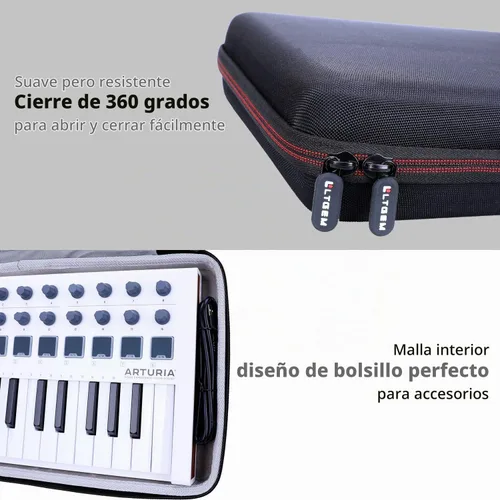 Vista 3 de LTGEM - Funda compatible con controlador MIDI universal Arturia MiniLab 3, color negro (solo funda)