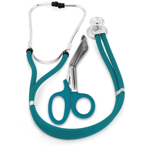 Vista 15 de ASA TECHMED Sprague - Estetoscopio de doble tubo para adultos y pediátricos + tijeras EMT a juego, ideal para EMT, enfermera, médico, estudiante