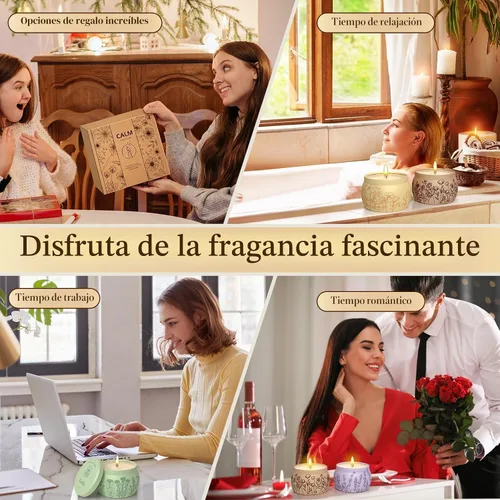Vista 6 de Juego de velas perfumadas de regalo para mujeres, 17.6 onzas, paquete de 4