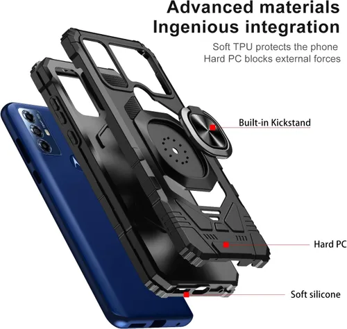 Vista 2 de Customerfirst - Funda para Motorola Moto G Play 2023 con protector de pantalla, soporte de anillo para soporte magnético de automóvil, grado