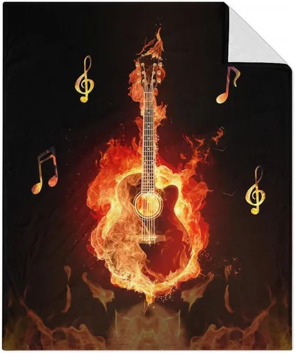 Vista 17 de Mercuryelf Manta de guitarra, suave, mullida y cálida, manta pequeña de 30 x 40 pulgadas para regazo y cuna, regalo para los amantes de la guitarra