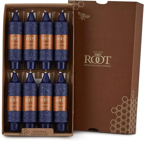 Vista 19 de Root Candles Juego de velas sin perfume de mezcla de cera de abeja de alta calidad, 5 pulgadas, azul Williamsburg, 8 unidades Williamsburg Azul
